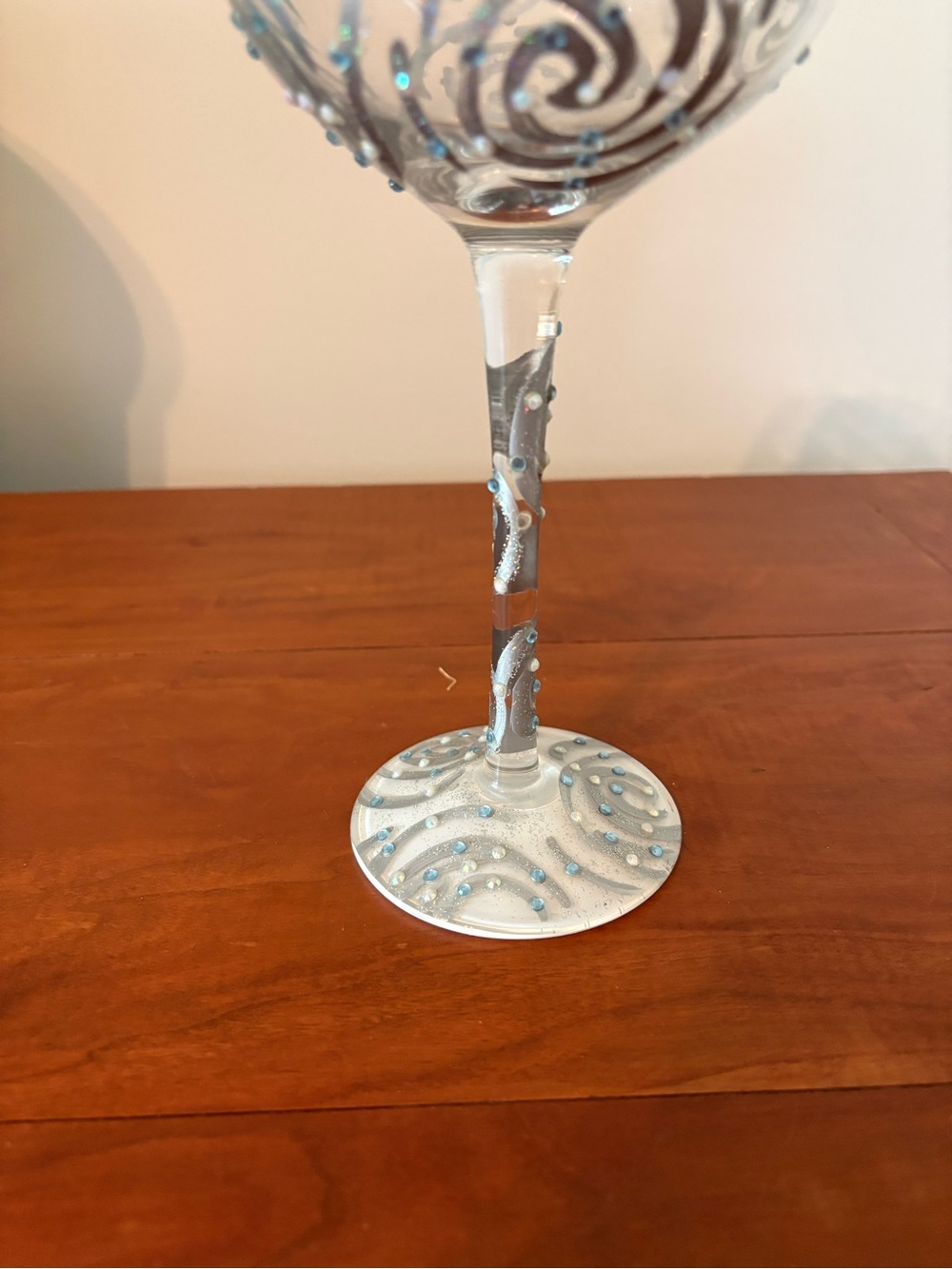 Lolita One in a Million Hand Painted Wine Glass Blue Rhinestone Glitter Goblet - Picture 5 of 7